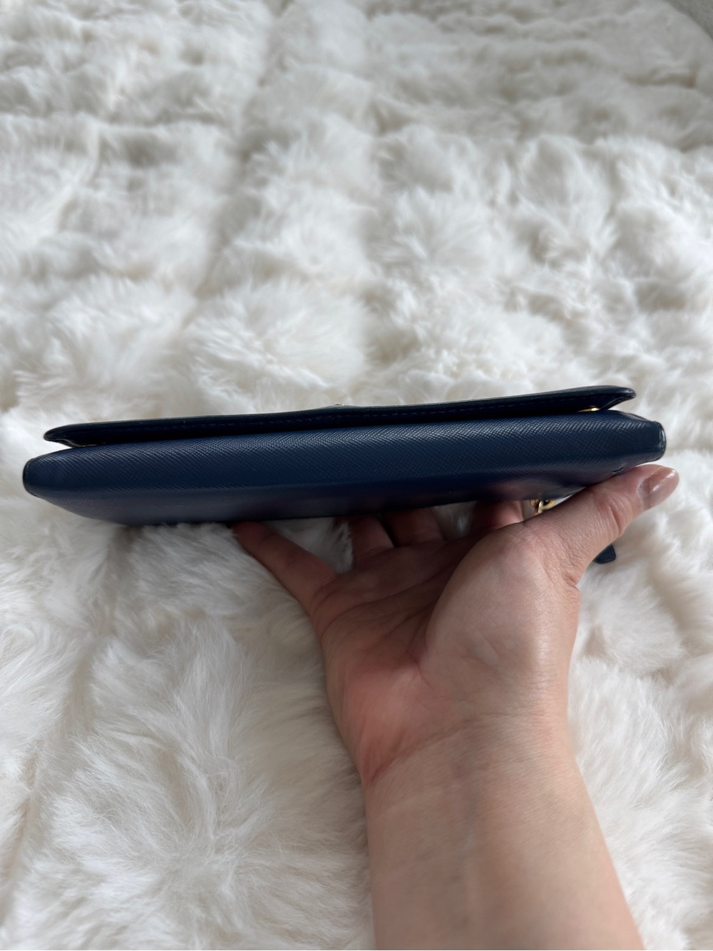 Authentic Prada Blue Saffiano Leather Wallet w/ Box & Ribbons - Picture 7 of 11
